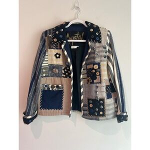 Crystal Handwovens Artisan Patchwork Jacket Womens M Handmade Woven Collectible‎